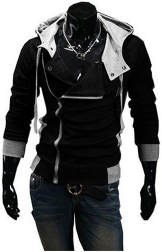 Cottory Men's Oblique Zipper Hoodie Cosplay Costume Top Coat Jacket