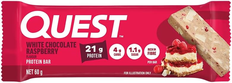 Quest Nutrition Protein Bar, White Chocolate Raspberry, 2.12 Ounce, 12 Count
