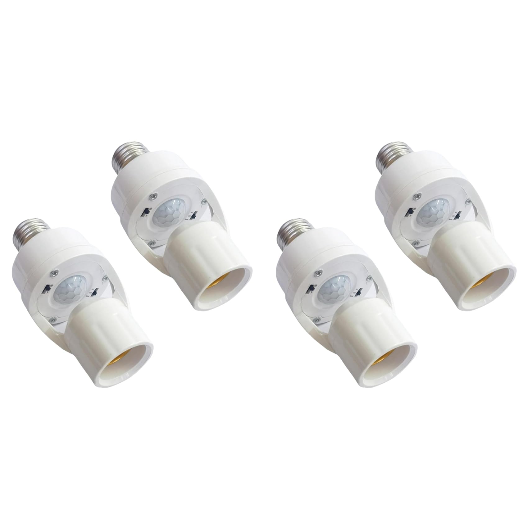 Jnchdghwa White 4X Smart E27 Pir Motion Sensor Light Bulb Socket Adapter Auto On/Off With Radar Induction And Adjustable Infrared