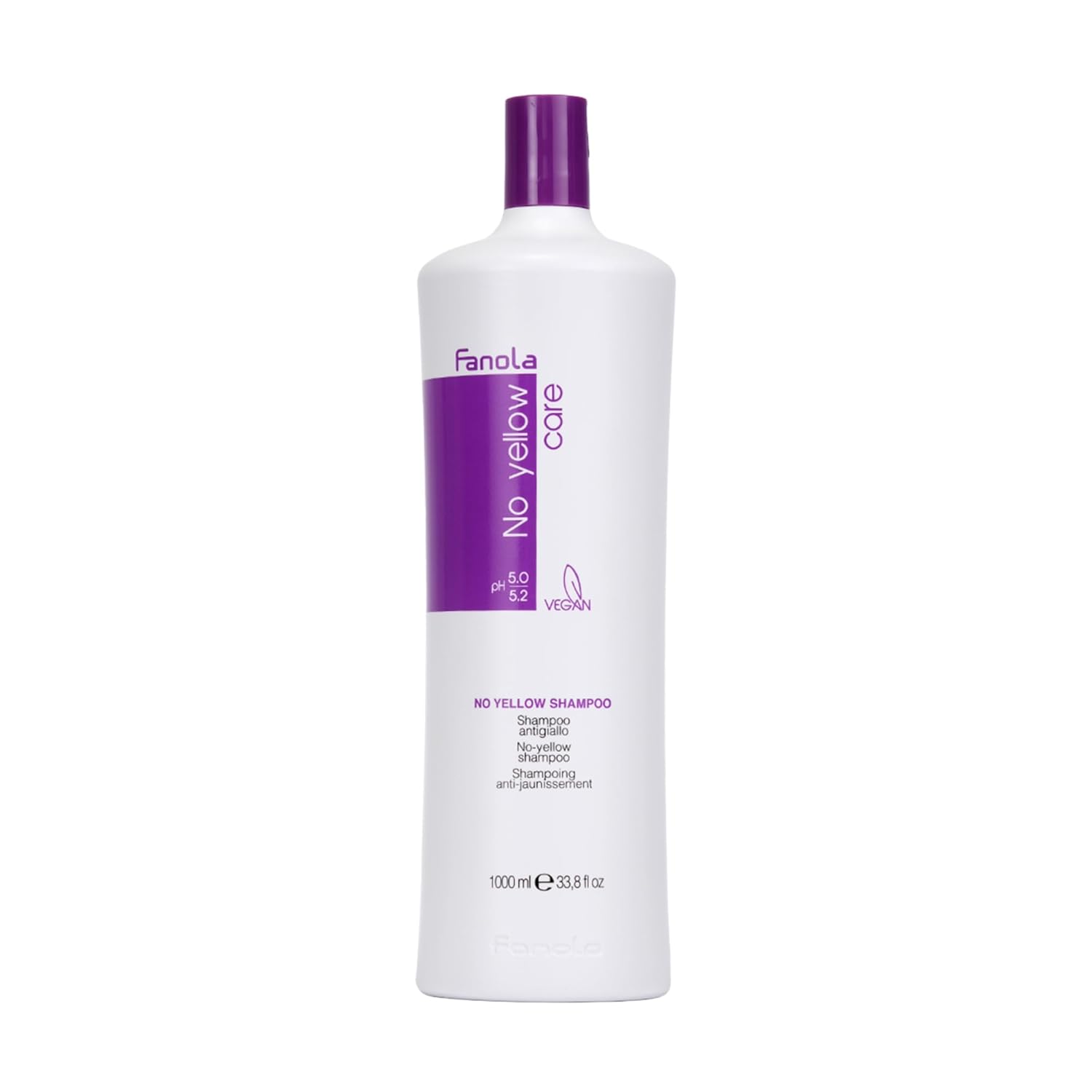 Fanola No Yellow Shampoo With Purple Violet Pigments To Eliminate Unwanted Yellow Tones &amp; Brassiness In Platinum, Light Blonde, Gray, Bleached, or Highlighted Hair 1000ml
