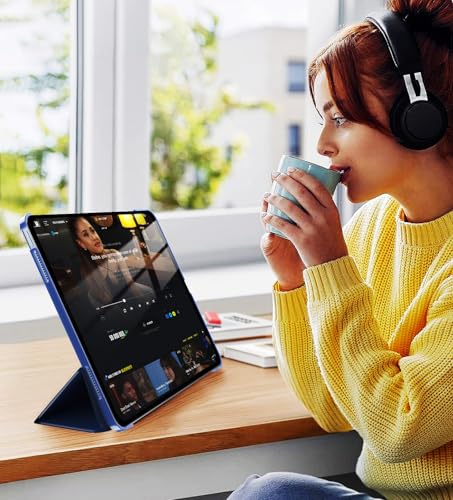 TiMOVO Funda para iPad Air 13 Pulgadas (M3/M2-2025/2024), Cubierta Delgada para iPad Air 13 Pulgadas, Soporta Touch ID, Translúcida con Auto-Sueño/Estela, Azul Marino