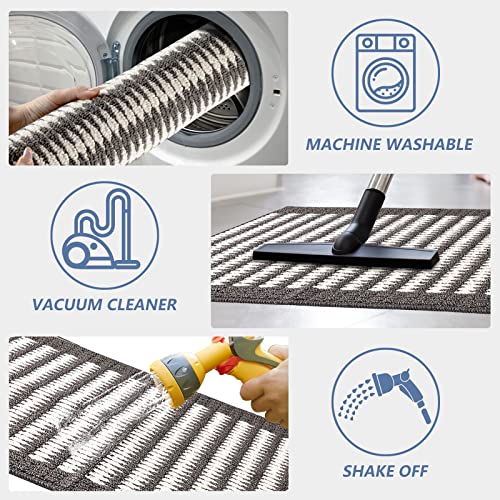 Timo Kitchen Runner Rug, 20"X32" +20"X63" Non Slip Rubber Backing Hallway Runner Rug, Absorbent Machine Washable Low Profile Small Runner Rug For Hallways Bedroom Entryway Laundry Room, Grey #TOP5