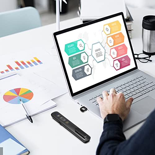 Presenter mit Laserpointer,Powerpoint Fernbedienung Präsentationsfernbedienung Pointer für Präsentationen,Newenmo USB C&USB A 2 in 1 Präsentation,Präsenter mit Hyperlink&Volumen Kontrolle