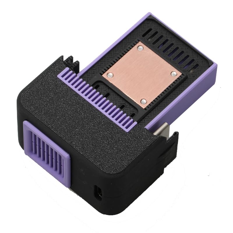 1PCS Action Camera Cooling Fan Radiator Red Copper Heat Dissipation Module 3D Printed Shell Support Type-C-Type-C Data Cable Air-Cooled Heat Sink for GoPro 9/10/11/12/13 (Black-Blue)