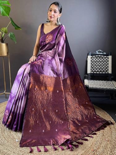 Image of SGF11 Women's Kanjivaram Pure Soft Silk Saree With Unstitched Blouse Piece