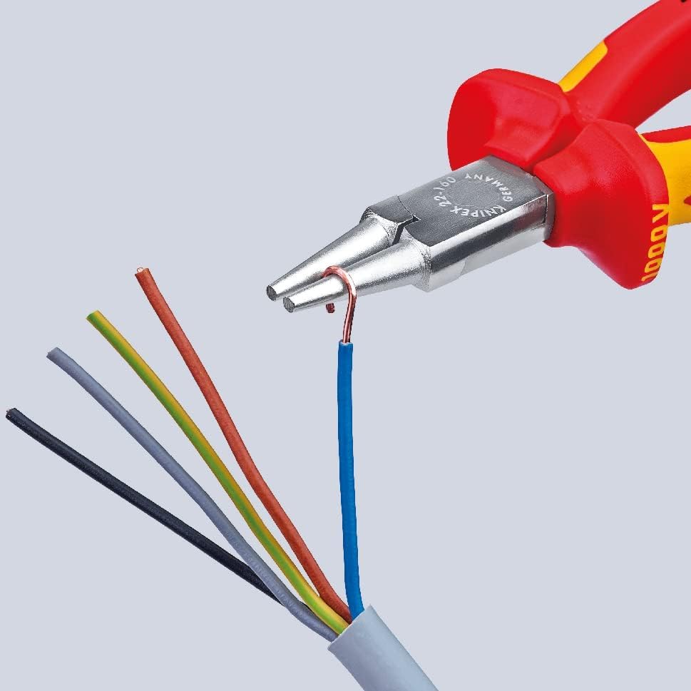Alicate de boca redonda KNIPEX de 160 mm aislado para doblar cables con seguridad 5