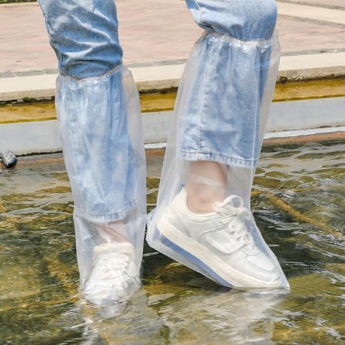 8 Stück Regenschutz Schuhe, Regen Schuhüberzieher, Schuhüberzieher Einweg, Regenschutz, wasserdichte Schutzüberzieher, Rutschfester, überzieher schuhe, transparenter Kunststoff, 4 lang und 4 kurz