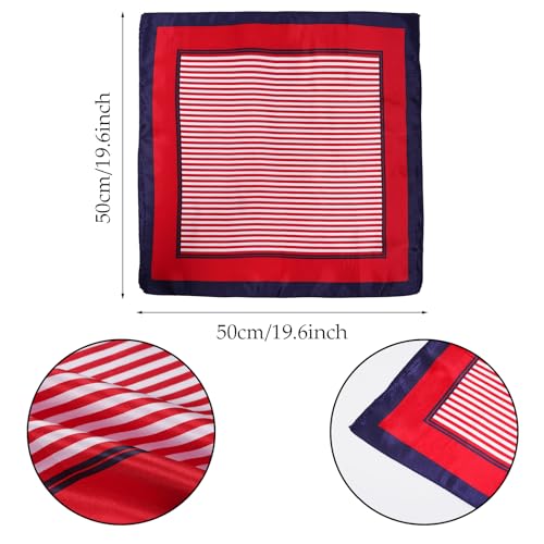 choyaxo 12 Pcs Nautical Sailor Scarf Flight Attendant Scarf Red White and Blue bandana for Women Ladies2