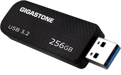 【5-Year Warranty】 GIGASTONE 256GB USB 3.2 Flash Drive 1-Pack, High-Speed Data Transfer, Carbon Fiber Design, Retractable