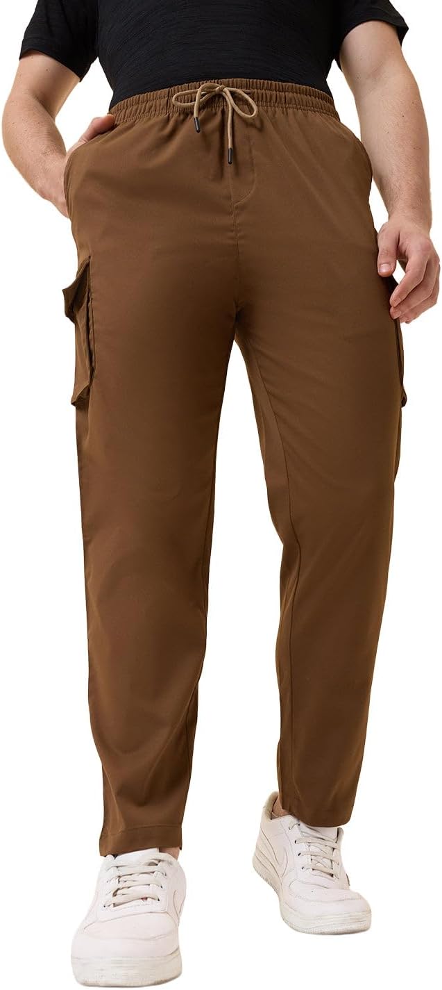 Status Quo Men's Basic Solid Regular Fit Drawstring Track Pant with 5 Pockets | 100% Polyester