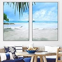 2 Piece Framed Canvas Wall Art Coastal Beach Canvas Prints Home Artwork Decoration for Living Room,Bedroom - 16