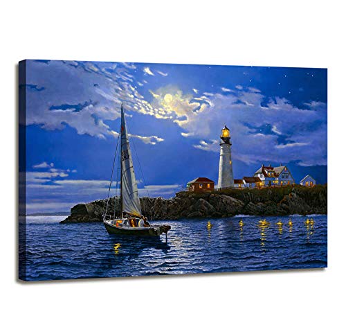 Nautical Lighthouse Decor Office Wall Art Coastal Seascape Wall Decor Beach Theme Decor for Home Large Modern Framed Canvas Wall Art Blue Ocean Sailboat Painting Photo Canvas Print for Bedroom Decor Nautical Lighthouse Decor Office Wall Art Coastal Seascape Wall Decor Beach Theme Decor for Home Large Modern Framed Canvas Wall Art Blue Ocean Sailboat Painting Photo Canvas Print for Bedroom Decor