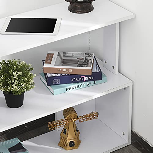Homcom 360 Degree Rotating Home Office Desk L Shaped Corner Computer Desk With Storage Shelves, Writing Table Workstation, White #TOP7