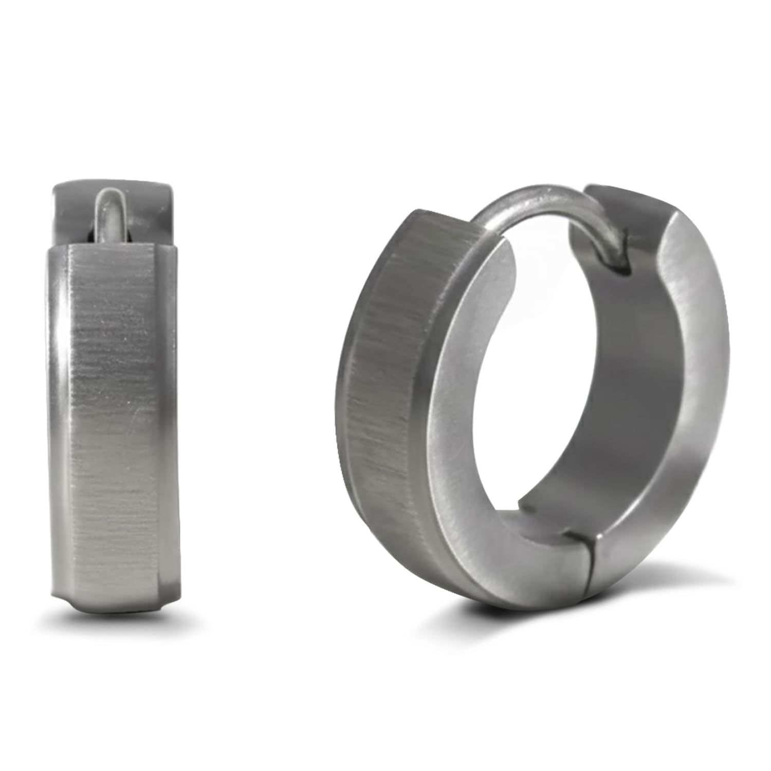 peora Silver Plated Stainless Steel Hoop Huggie Earrings Jewellery for Men & Boys (1 pair)-picture-2