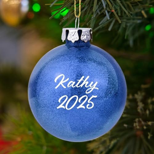 Personalized Christmas Tree Ball Ornament - Customize with Your Photo, Name, and Special Message - Glittering Red/White/Blue/Gold Xmas Tree Decor - Perfect Unique for Loved Ones