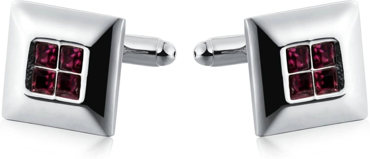 Skcess Boutons De Manchette Pour Hommes Argent Rouge, Bouton De Manchette Acier Inoxydable Carré Boutons De Manchette Pour Hommes Idee Cadeau Homme