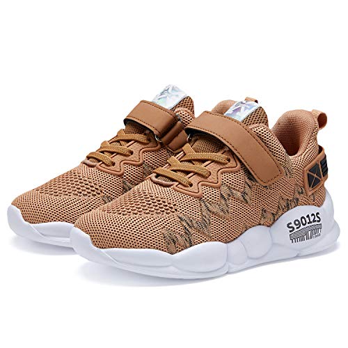 Hetios Kids Tennis Shoes Casual Walking Shoes Mesh Breathable Shoes for Kids Boys Khaki 12.5 M US Little Kid