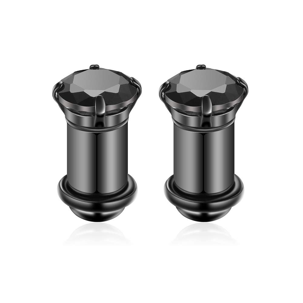 Gnoliew2Pcs Stainless Steel Ear Gauges Tunnels Plugs Body Piercing Fixed with Rubber Band