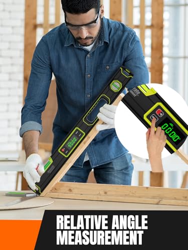 Image of Mecurate 16-Inch Digital Level, Portable Electronic Angle Finder with Backlit Display, ±0.1 Accuracy, Magnetic Base, 4 Measurement Units, Compact Torpedo Smart Level Tool for DIY & Professional Use