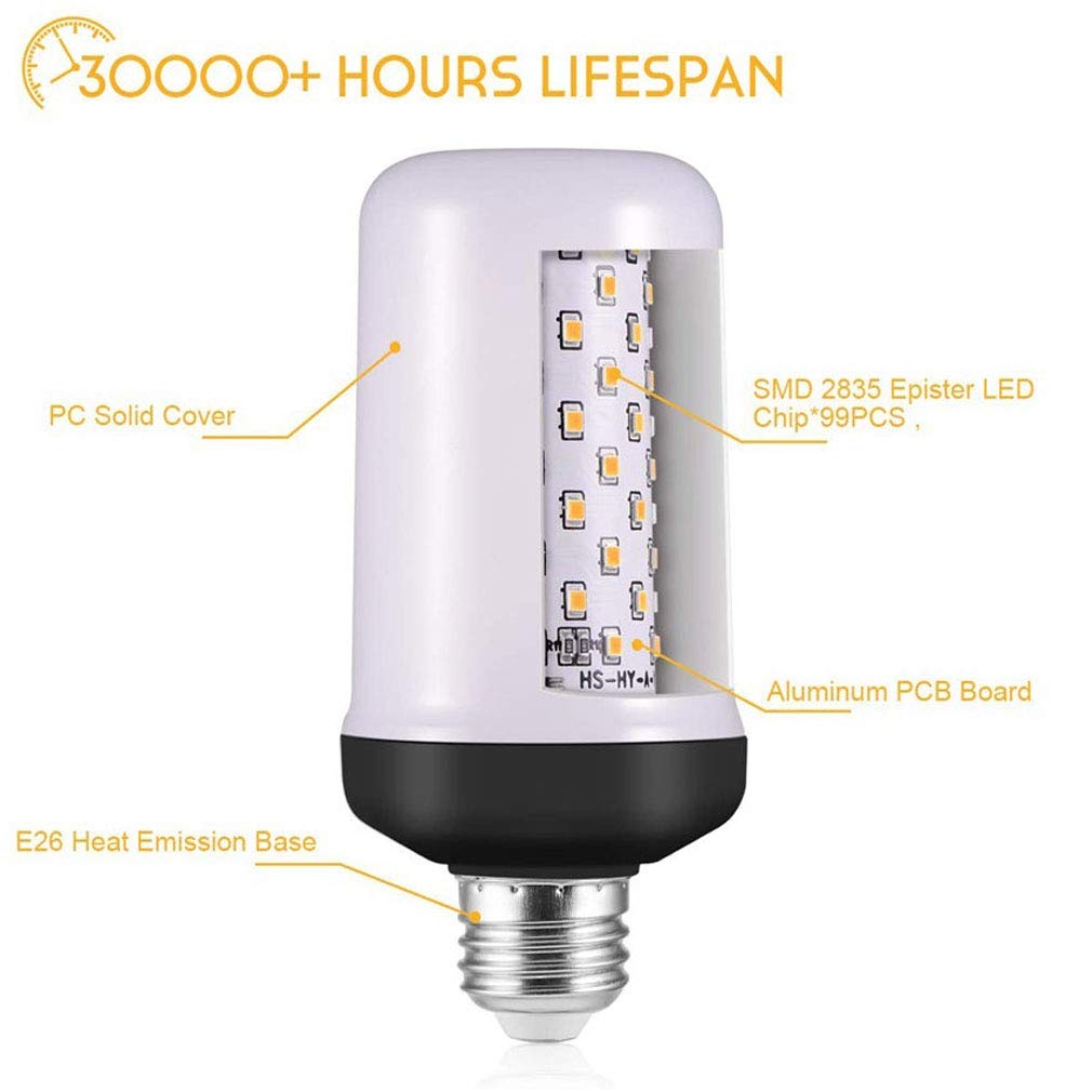 Lampadina A Fiamma 5W, E27 LED Effetto Fuoco Tremolante Lampadina E14 LED Flickering Fire Effect Lampadina con 4 modalità Flicker Fiamma Lampadina per Natale Casa Hotel Bar,E14,4pcs
