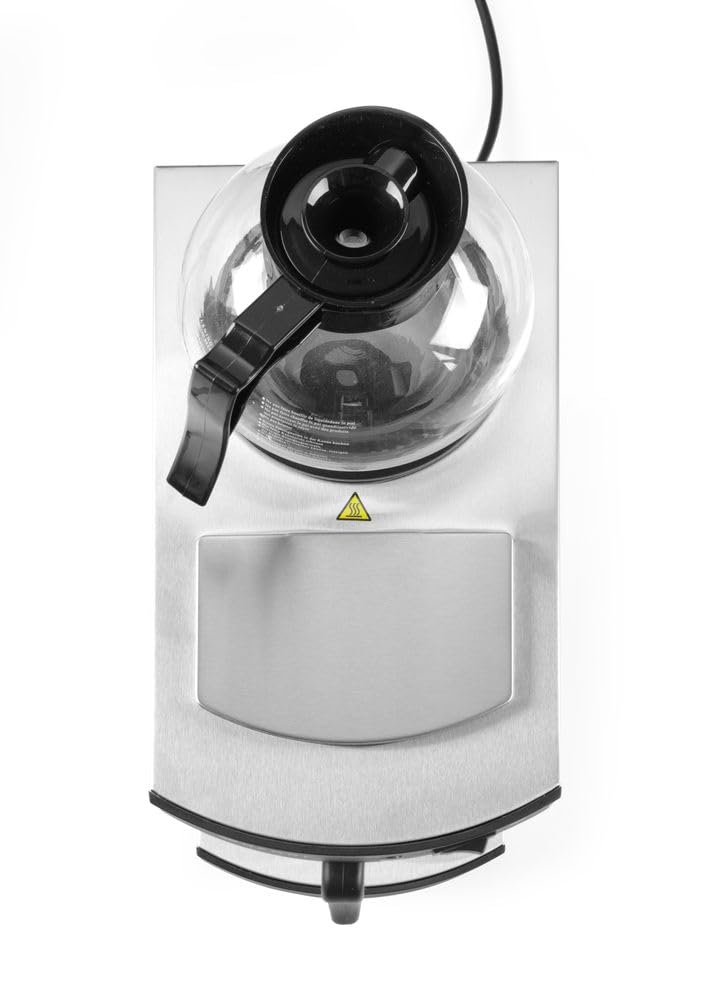HENDI Cafetera de goteo, eléctrica, para café molido de filtro, incluye 100 filtros de papel y 2 jarras de vidrio de 1,8L, cafetera de filtro, 230V, 1400W, 383x220x(H) 465mm, acero inoxidable