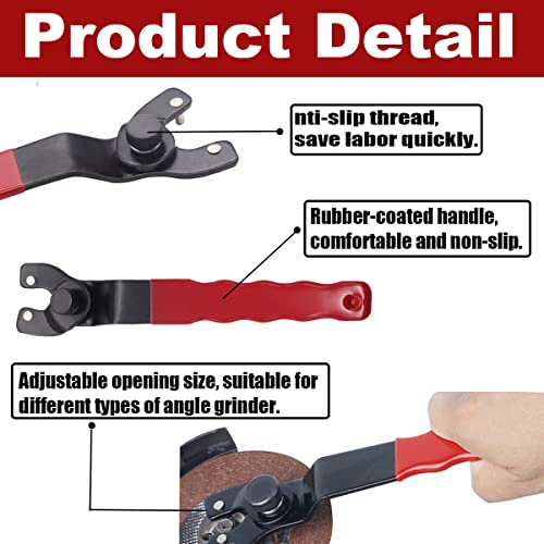 Dianrui Lock-Nut Grinder Wrench(Red),Adjustable Grinder Wrench Angle Grinder Wrench Suitable For Most Grinders K-023-R #TOP2