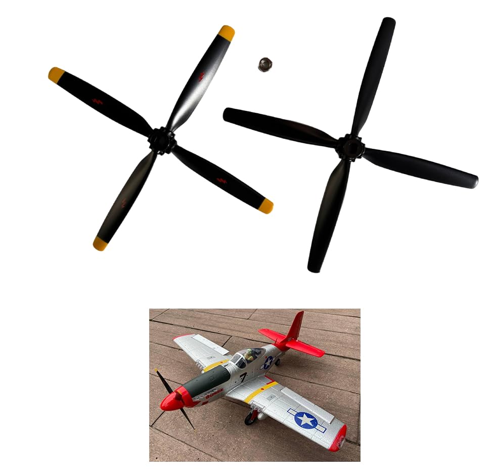 SOWOFA Los componentes de la hélice son adecuados para la venta de aviones de combate realistas ultra grandes de 56 cm, jets de combate antiguos (dos hélices, una tuerca de fijación de hélice)