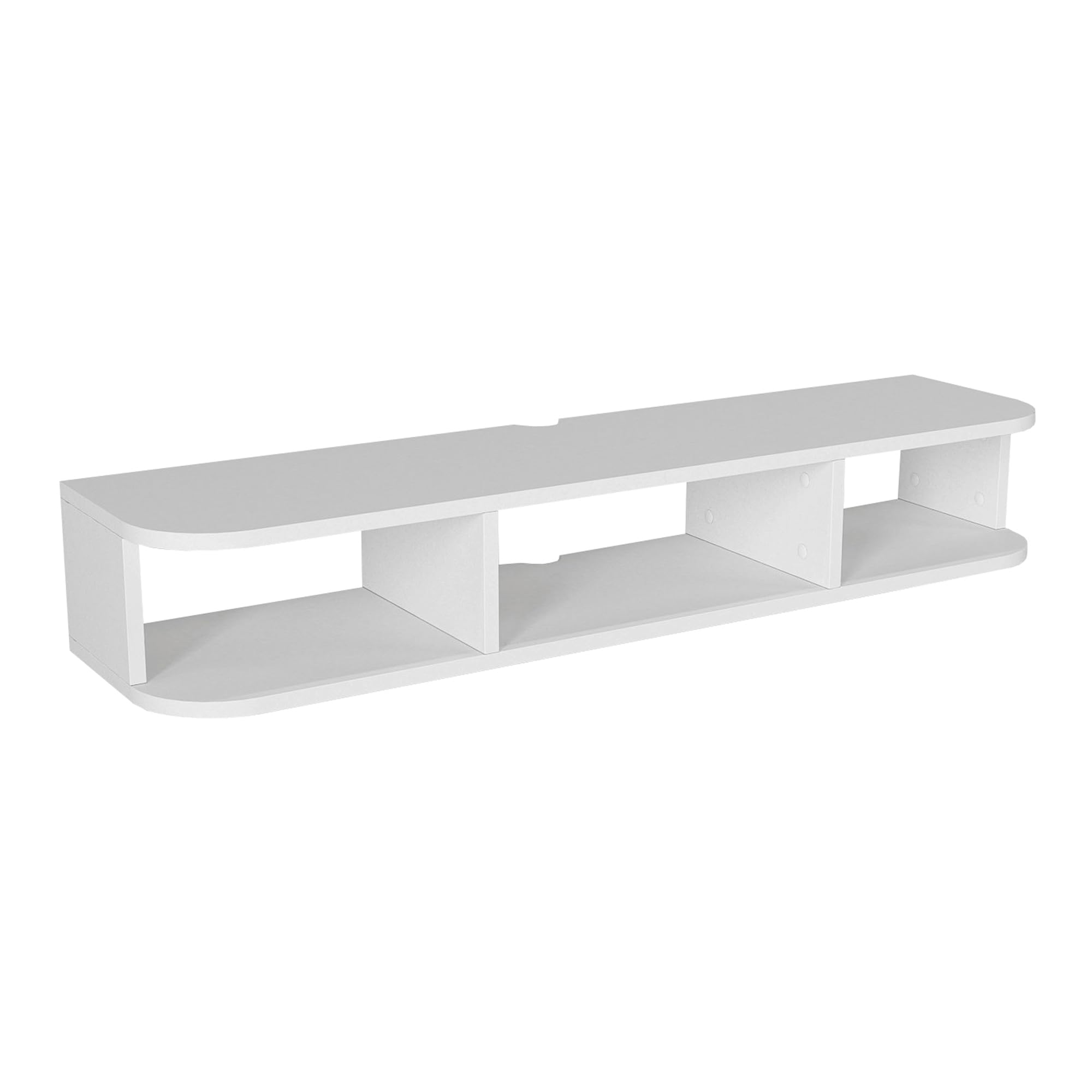 [en.casa] Mobile Porta TV Sospeso con 3 Vani Portaoggetti Scomparti Aperti Mensola da Parete Stand Multimediale con Passacavi 120 x 30 x 19 cm per Soggiorno - Bianco