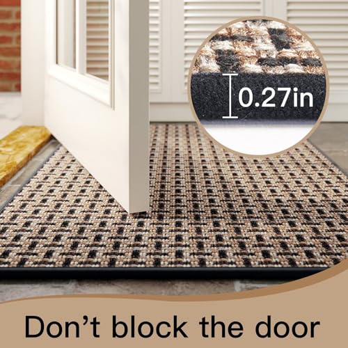 Image of YDKGL Door Mat 31x47, Dirt Resistant and Absorbent, Non-Slip Rubber Backing Floor Mats, Easy Clean Low-Profile Doormat for Entryway, Front Door, and Inside Entrance, Black