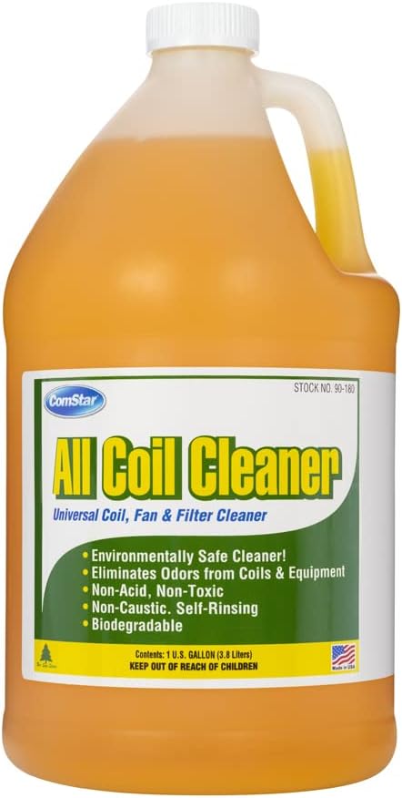 All Coil Cleaner, 55 Gallons, Universal Formula for Condenser Coils, Evaporator Coils, Fan Blades & Air Registers, Removes Grease, Dirt & Odor, Non-Acidic, Safe on Copper, (90-182)