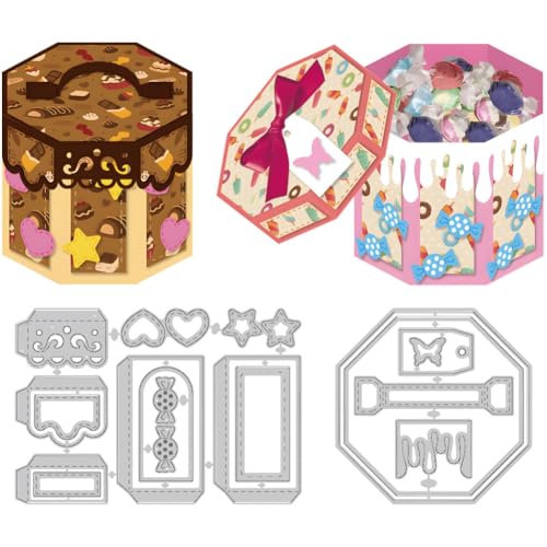 DELORIGIN 3D Gift Box Die Cuts for Card Making, Snack Box Carbon Steel Cutting Dies 2025 Scrapbooking Embossing Template Dies for DIY Birthday Gift Party Greeting Paper Card Photo Album