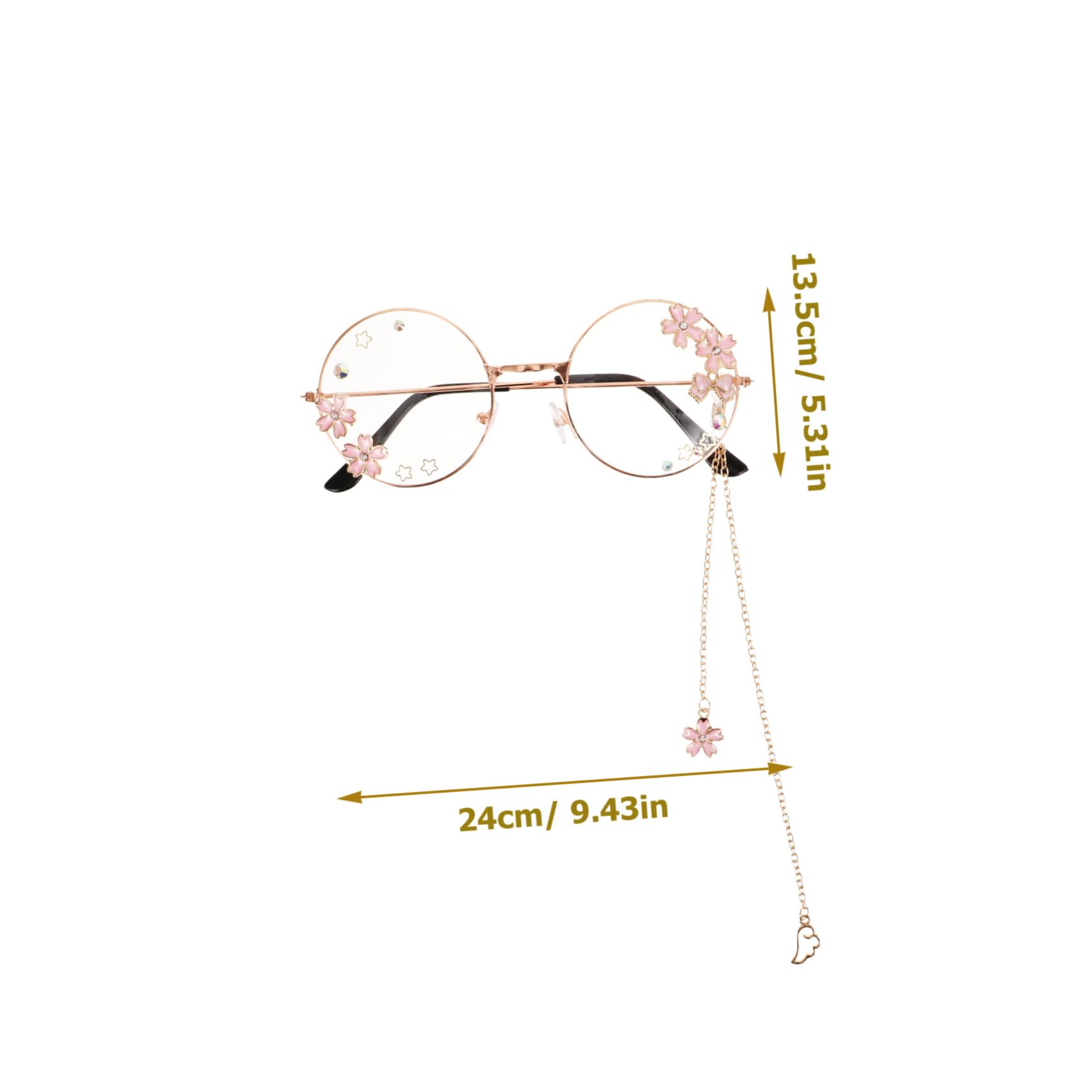 MUCKLILY Kawaii Eyeglasses with Chain for Adults Cosplay Party Accessories Cute Eyewear for Women Lightweight Comfortable Frames Stylish Glasses for Fun Events