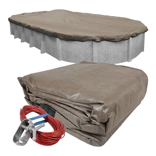 Robelle 431221-4 Premium Mesh XL Taupe Winter Cover, 12 x 21-ft. Oval Pool, 05-Premium-Mesh XL Taupe