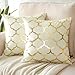 JOTOM Lot de 2 housses de coussin décoratives dorées avec gaufrage chaud moderne et chaud - 45 x 45 cm - Pour canapé, lit, canapé, chaise d'extérieur - Velours géométrique doré, blanc crème.