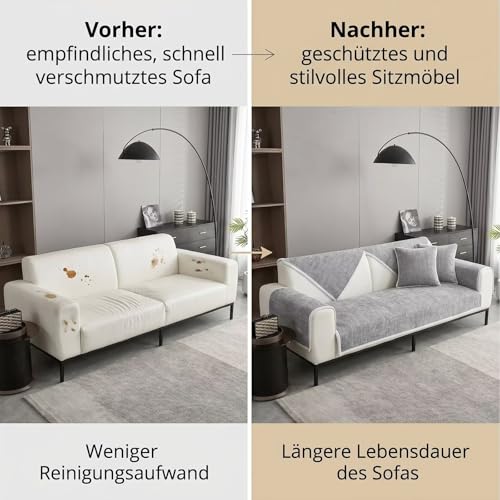 Bettschlange Sofa Überzug, Couch Überzug L Form 1/2/3/4 Sitzer, Sofa Cover Sofabezug Ecksofa rutschfeste Sofaschoner… – Ansicht 3