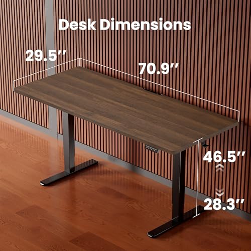 Image of ErGear Height Adjustable Electric Standing Desk, 71 x 30 Inches Sit Stand up Desk, Memory Computer Home Office Desk, Dark Walnut