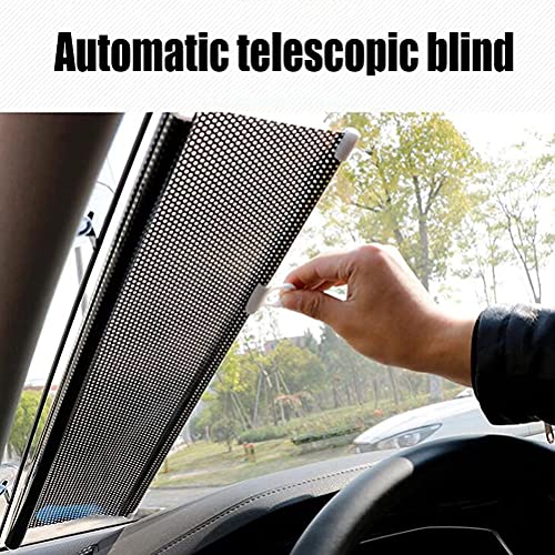 Image of KIMISS Windshield Sun Shade, Car Automatic Retractable Sunshade Car Protection Windshield Sun Block Visor Shade Curtain Sun (Black 50 * 125cm)