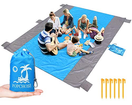 POPCHOSE Sandfree Beach Blanket, Large Beach Mat 108 x 85.2 inches for 4-7