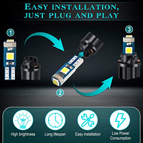 Image of BBTO 40 Set T5 T10 LED Bulbs Dash Lights with Twist Socket Instrument Dashboard Light LED Bulbs for Interior Car Lights Dashboard Instrument Panel Gauge Cluster Indicator Map Dome Light (Green)