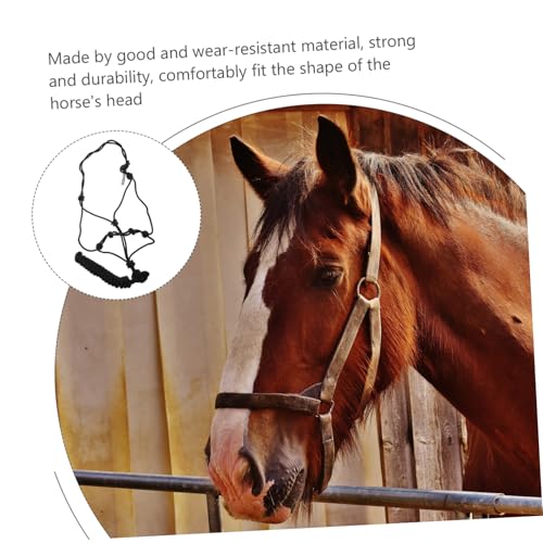 Cabestro para caballos de cuerda Mikikit negro halter resistente diario 6