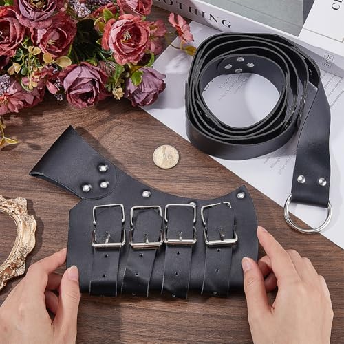 Image of GORGECRAFT Medieval Sword Holder Faux Leather Sheath Frog Waist Belt Retro Renaissance Adjustable Black Belt Sword Dagge