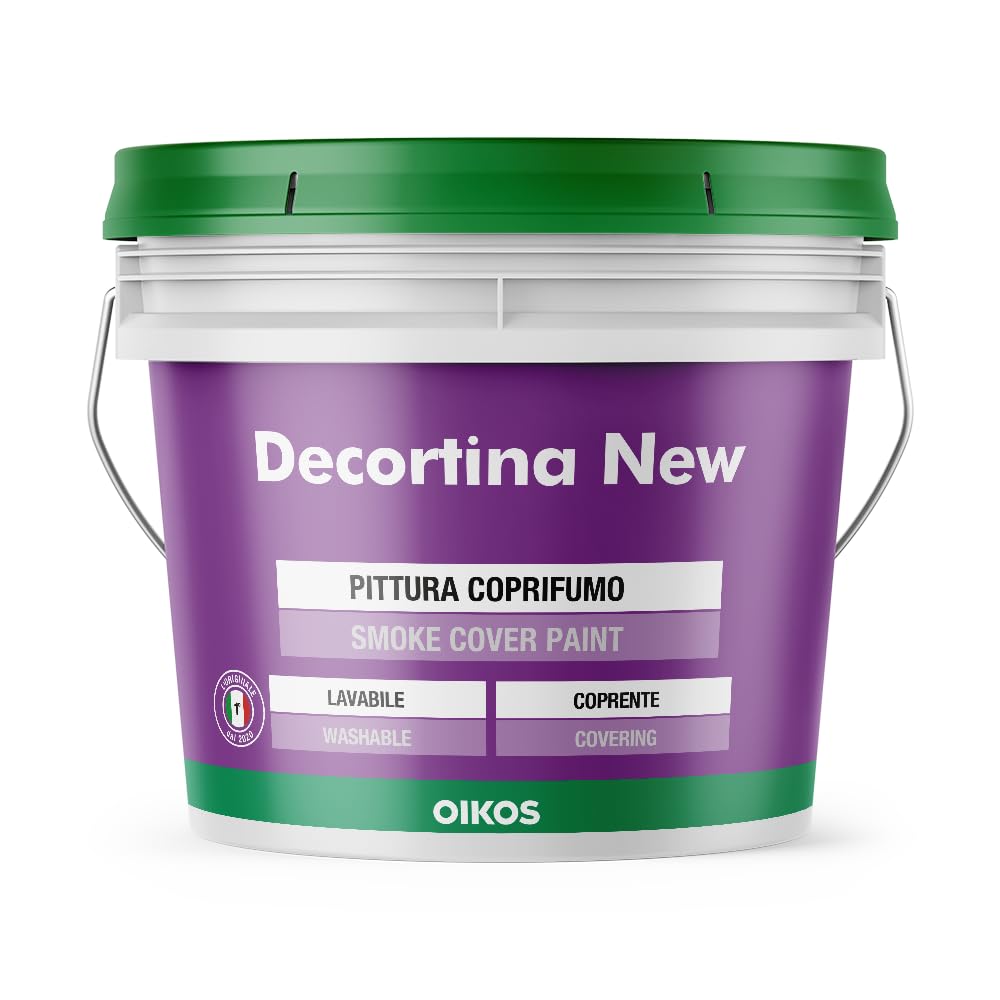 Oikos Decortina New, Pittura Coprifumo Lavabile Bianca, Supercoprente, 4 Litri