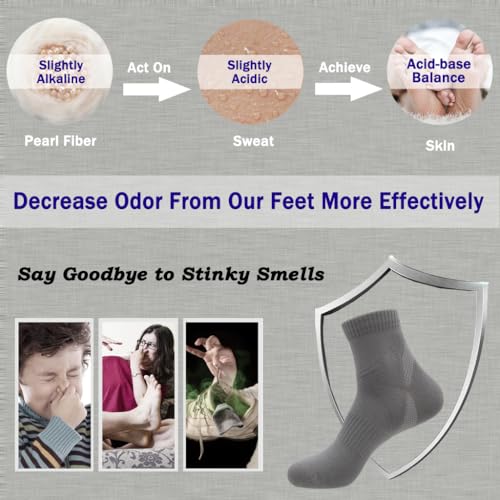 Mens Decrease-Odor Ankle Socks Cotton & Pearl-Fiber Quarter Socks (5 Pack)4