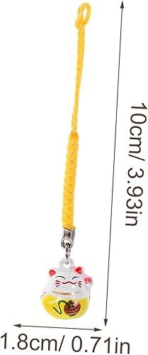 Miniatura 5 de 12 piezas de ornamento de buena suerte de gato de la suerte Fengshui con campana, atrae riqueza, Maneki Neko, decoración colgante para bolsa de