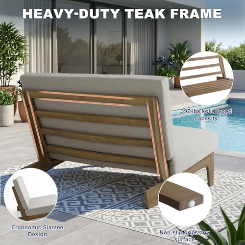 Image of Pia Ricoo 1-Piece Patio Furniture Set, Outdoor Loveseat with 4.5-Inch Thick Cushions, All-Weather Outdoor Sofa for Backyard, Deck, Lawn - Light Camel