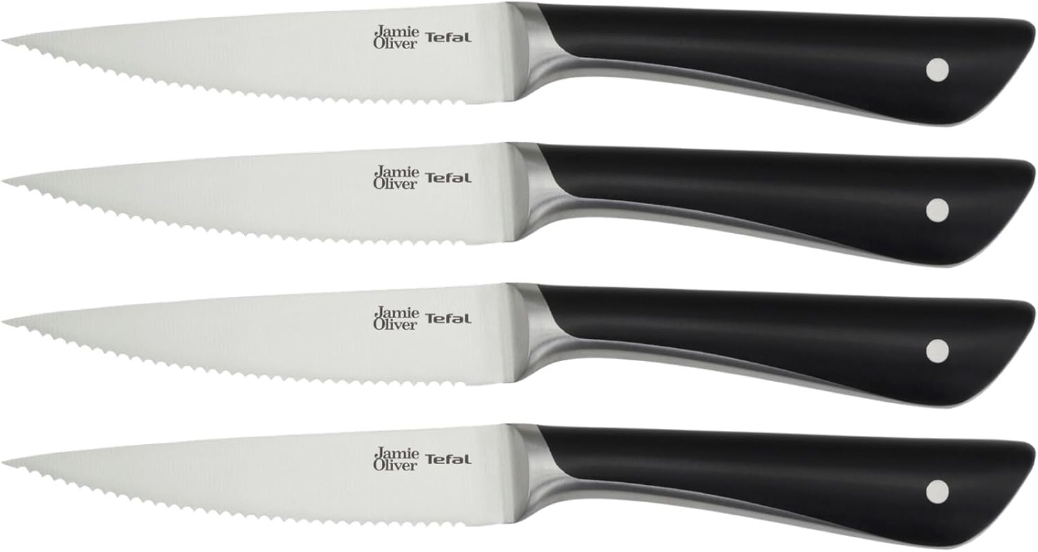 Tefal Jamie Oliver Steak Knives Set, 4 x 12cm Knives, German Stainless