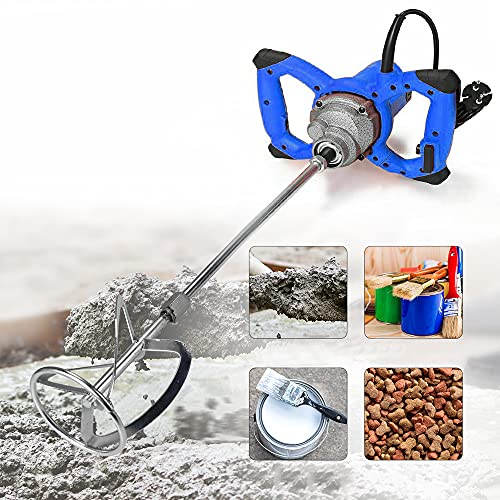 Mezclador para hormigón, pintura, yeso, pavimento, mortero, cemento, hormigón y pavimento, 2600 W, mezclador manual, engranaje de 6 velocidades, ergonómico, soporte para batidor M14 Cover