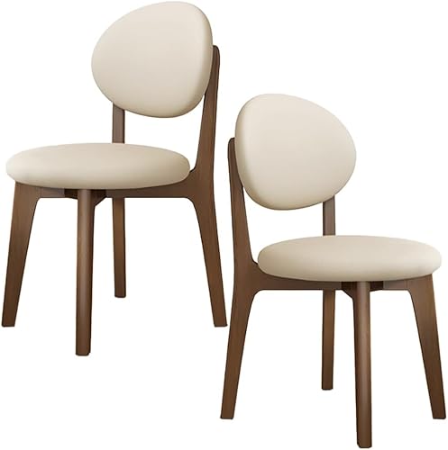 Miniatura 45 de YVYKFZD Juego de sillas de comedor, sillas de cocina de madera maciza, silla de comedor de granja con respaldo curvo, silla tapizada de cuero para