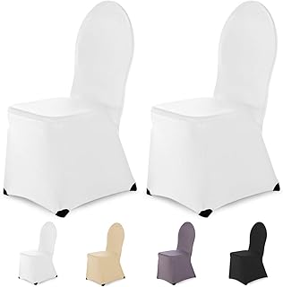 SCHEFFLER-Home Ben 2 Fundas de sillas del Banquete, Estirable Cubiertas, elástica Funda con pie Refuerzos, Blanco