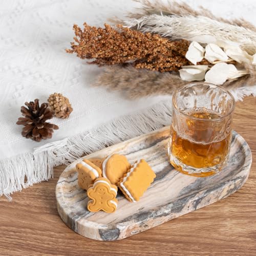 Image of Koville 10 inchx5 inch Marble Vanity Tray for Bathroom Kitchen Countertop, Natural Marble Trays for Home Decor, Perfume Organizer Jewelry Dish, Stone Tray for Dresser, Decorative Candles Trays